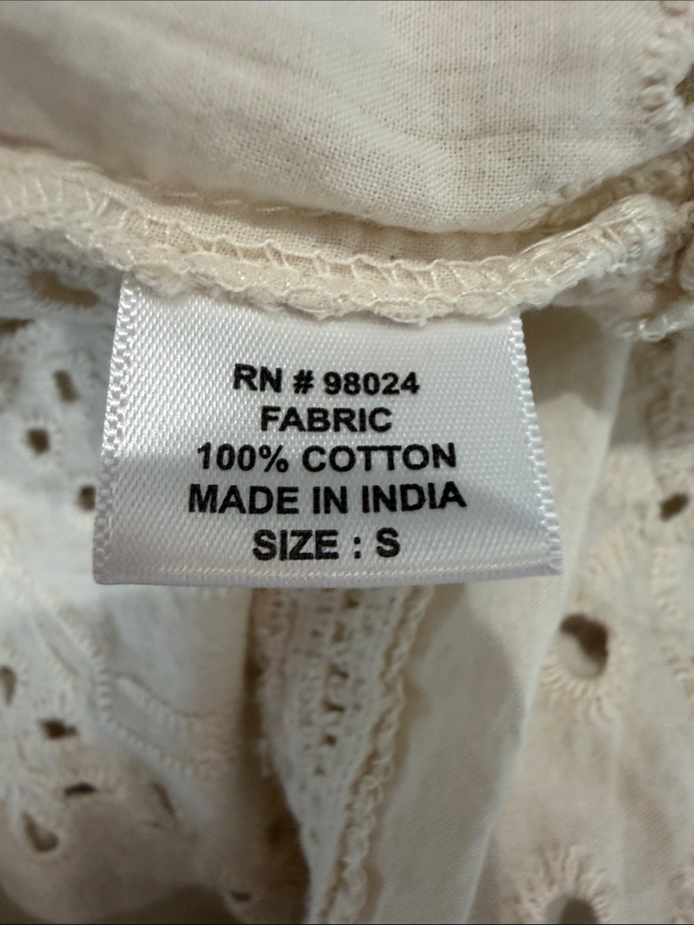 Women's Eyelet Mock Neck Blouse in Cream - Picture 5 of 5
